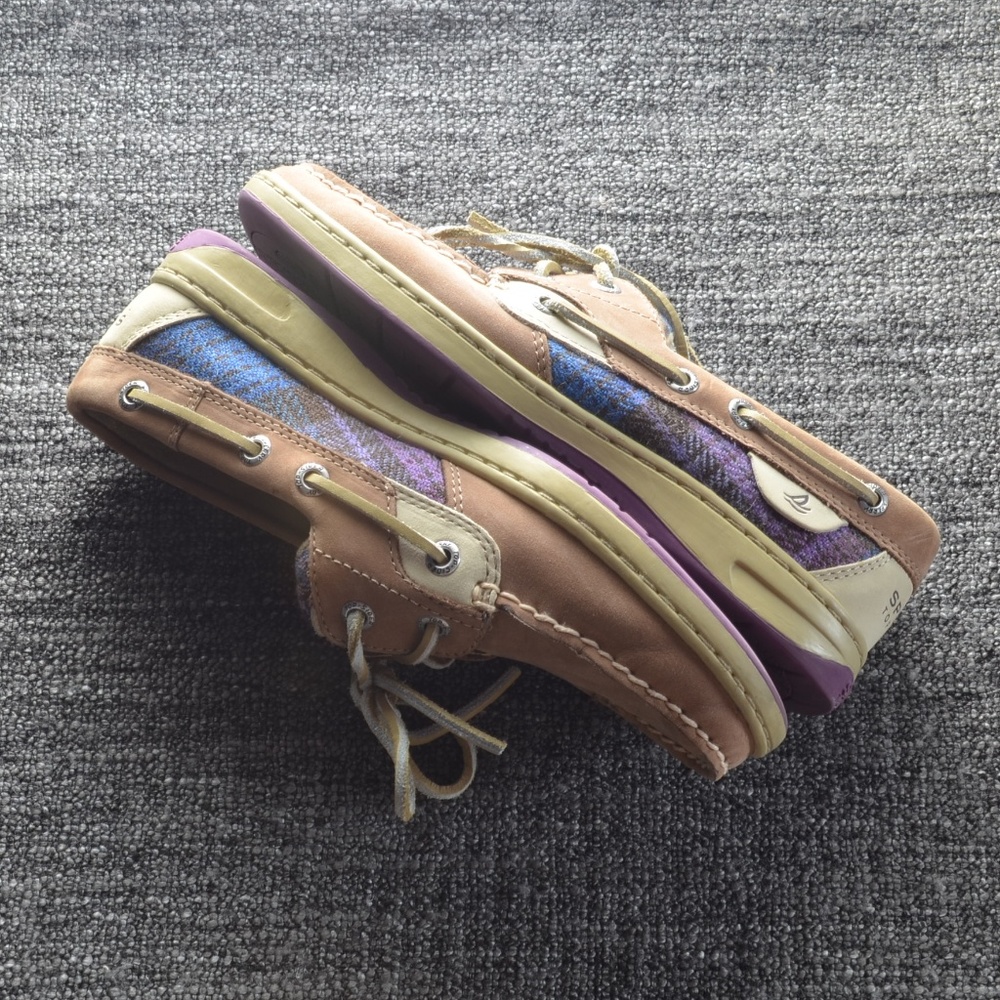 Purple and Blue Plaid Sperry Topsider Shoes - Picture 2 of 6